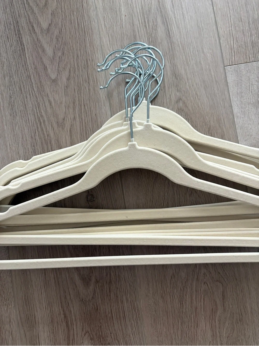 Beige Velvet Non-Slip Closet Hangers 12 Pack